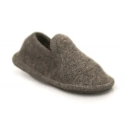 Neck Mate - Asolo Slippers-- Artisan Child Slippers - Ballerina in Wool Braided Cotta - Medium Grey - Avvenice
