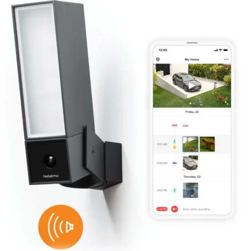 Netatmo Smart Home-- Smart Outdoor Camera with Siren - Black - Intelligent Camera - Avvenice