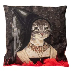Venetian Reflections by Nicolao Furnishings-Nicolao Atelier - Cushion with Portrait of Maria Portinari - Pillow - Made in Italy - Luxury Exclusive Collection - Avvenice