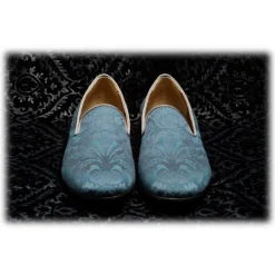 Venetian Reflections by Nicolao Slippers-Nicolao Atelier - Damask Slipper Shoe - Light Blue Color Man - Shoe - Made in Italy - Luxury Exclusive Collection - Avvenice
