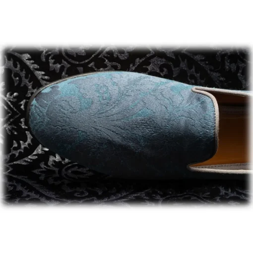 Venetian Reflections by Nicolao Slippers-Nicolao Atelier - Damask Slipper Shoe - Light Blue Color Man - Shoe - Made in Italy - Luxury Exclusive Collection - Avvenice