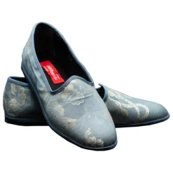 Venetian Reflections by Nicolao Slippers-Nicolao Atelier - Furlana Slipper in Damask - Blue Color Woman - Shoe - Made in Italy - Luxury Exclusive Collection - Avvenice