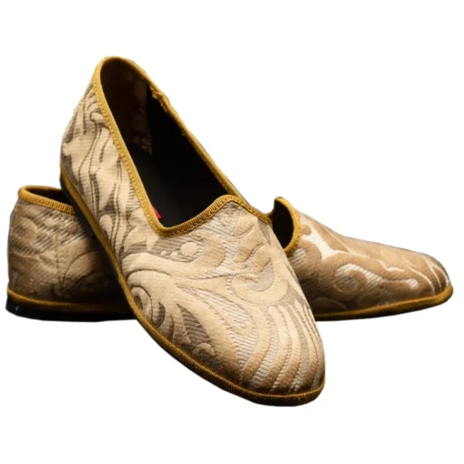 Venetian Reflections by Nicolao Slippers-Nicolao Atelier - Furlana Slipper in Damask - Gold Color Woman - Shoe - Made in Italy - Luxury Exclusive Collection - Avvenice