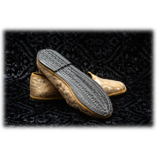 Venetian Reflections by Nicolao Slippers-Nicolao Atelier - Furlana Slipper in Damask - Gold Color Woman - Shoe - Made in Italy - Luxury Exclusive Collection - Avvenice