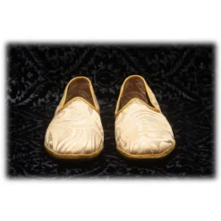 Venetian Reflections by Nicolao Slippers-Nicolao Atelier - Furlana Slipper in Damask - Gold Color Woman - Shoe - Made in Italy - Luxury Exclusive Collection - Avvenice