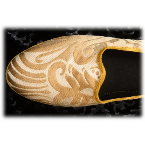 Venetian Reflections by Nicolao Slippers-Nicolao Atelier - Furlana Slipper in Damask - Gold Color Woman - Shoe - Made in Italy - Luxury Exclusive Collection - Avvenice