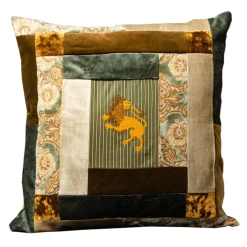 Venetian Reflections by Nicolao Furnishings-Nicolao Atelier - Patchwork Cushion in Rubelli Fabric - Lion Shade Grey - Pillow - Made in Italy - Luxury Exclusive Collection - Avvenice