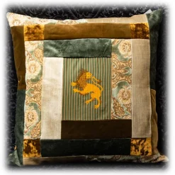 Venetian Reflections by Nicolao Furnishings-Nicolao Atelier - Patchwork Cushion in Rubelli Fabric - Lion Shade Grey - Pillow - Made in Italy - Luxury Exclusive Collection - Avvenice