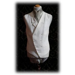 Venetian Reflections by Nicolao Jackets|Dresses-Nicolao Atelier - 30's Vest - White Linen Man - Vest - Made in Italy - Luxury Exclusive Collection - Avvenice