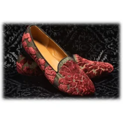 Venetian Reflections by Nicolao Slippers-Nicolao Atelier - Silk Velvet Brocade Slipper - Bordeaux Woman - Shoe - Made in Italy - Luxury Exclusive Collection - Avvenice