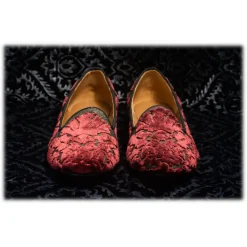 Venetian Reflections by Nicolao Slippers-Nicolao Atelier - Silk Velvet Brocade Slipper - Bordeaux Woman - Shoe - Made in Italy - Luxury Exclusive Collection - Avvenice