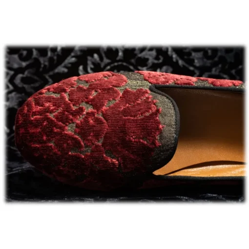 Venetian Reflections by Nicolao Slippers-Nicolao Atelier - Silk Velvet Brocade Slipper - Bordeaux Woman - Shoe - Made in Italy - Luxury Exclusive Collection - Avvenice