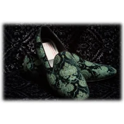 Venetian Reflections by Nicolao Slippers-Nicolao Atelier - Velvet Brocade Slipper Shoe - Green Man - Shoe - Made in Italy - Luxury Exclusive Collection - Avvenice