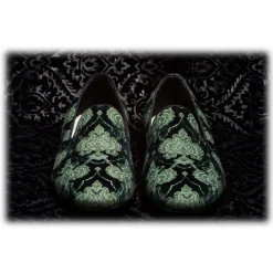 Venetian Reflections by Nicolao Slippers-Nicolao Atelier - Velvet Brocade Slipper Shoe - Green Man - Shoe - Made in Italy - Luxury Exclusive Collection - Avvenice