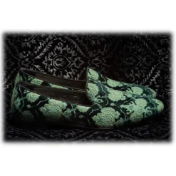 Venetian Reflections by Nicolao Slippers-Nicolao Atelier - Velvet Brocade Slipper Shoe - Green Man - Shoe - Made in Italy - Luxury Exclusive Collection - Avvenice