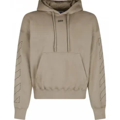 Off-White Sweatshirts-- Beige and Black Cotton Stitch Skate Hoodie - Exclusive Luxury Collection - Avvenice
