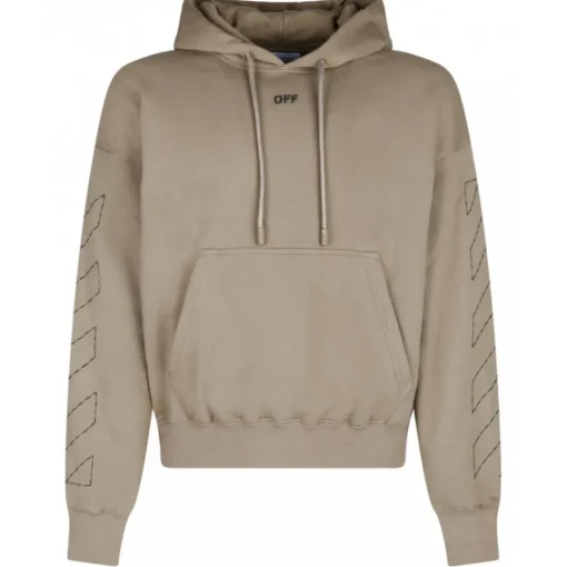 Off-White Sweatshirts-- Beige and Black Cotton Stitch Skate Hoodie - Exclusive Luxury Collection - Avvenice