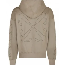 Off-White Sweatshirts-- Beige and Black Cotton Stitch Skate Hoodie - Exclusive Luxury Collection - Avvenice