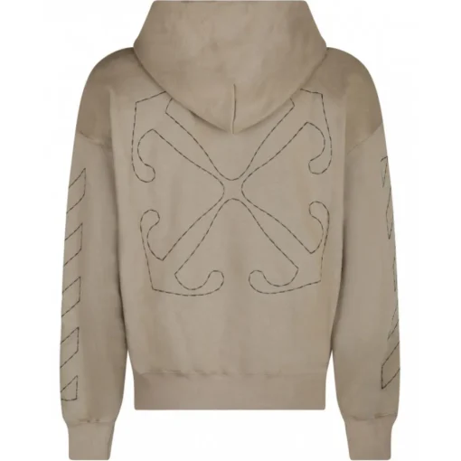 Off-White Sweatshirts-- Beige and Black Cotton Stitch Skate Hoodie - Exclusive Luxury Collection - Avvenice