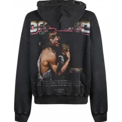 Off-White Sweatshirts-- Black and Multicolour Cotton Digit Bacchus Hoodie - Exclusive Luxury Collection - Avvenice