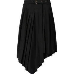 Off-White Skirts-- Black Belt Pleated Skirt - Exclusive Luxury Collection - Avvenice