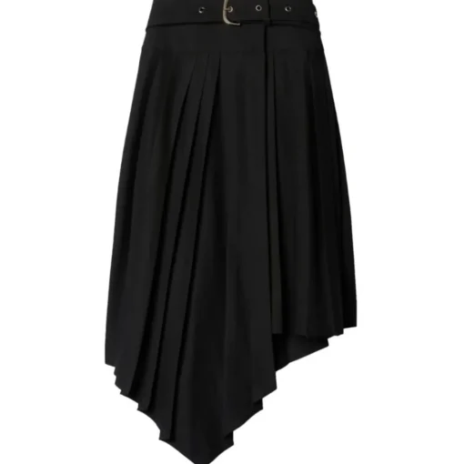 Off-White Skirts-- Black Belt Pleated Skirt - Exclusive Luxury Collection - Avvenice