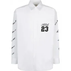 Off-White T-shirt-- White and Black Logo Embroidered Shirt - Exclusive Luxury Collection - Avvenice