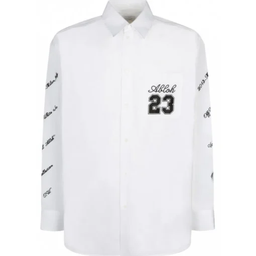 Off-White T-shirt-- White and Black Logo Embroidered Shirt - Exclusive Luxury Collection - Avvenice