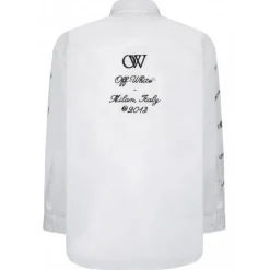 Off-White T-shirt-- White and Black Logo Embroidered Shirt - Exclusive Luxury Collection - Avvenice