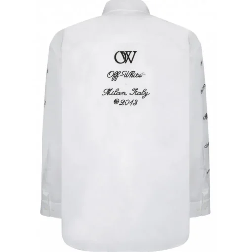 Off-White T-shirt-- White and Black Logo Embroidered Shirt - Exclusive Luxury Collection - Avvenice