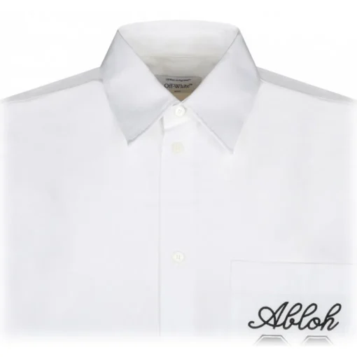 Off-White T-shirt-- White and Black Logo Embroidered Shirt - Exclusive Luxury Collection - Avvenice