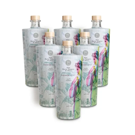 Olio le Donne del Notaio Oil & Vinegar-- Donna dei Ferri - Glass Bottle - Extra Virgin Olive Oil - Artisan - Italian High Quality - 6 x 500 ml - Avvenice