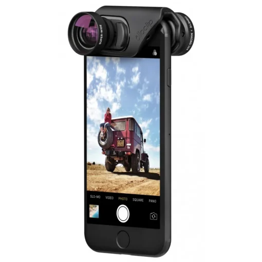 Olloclip Photo & Video-- Core Lens Set - Black Lens / Black Clip - iPhone 8 / 7 / 8 Plus / 7 Plus - Fisheye Wide-Angle Macro 15X - Lens Set - Avvenice