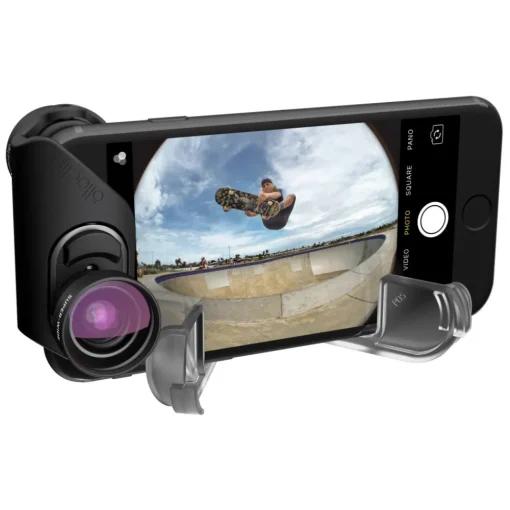 Olloclip Photo & Video-- Core Lens Set - Black Lens / Black Clip - iPhone 8 / 7 / 8 Plus / 7 Plus - Fisheye Wide-Angle Macro 15X - Lens Set - Avvenice