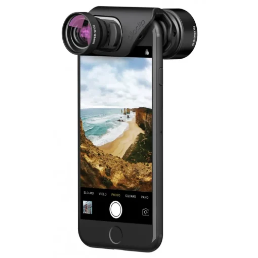 Olloclip Photo & Video-- Vista Lens Set - Black Lens / Black Clip - iPhone 8 / 7 / 8 Plus / 7 Plus - Telephoto and Super-Wide - Lens Set - Avvenice