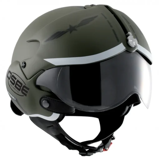 Osbe Italy Helmets-- Tornado Mat Green Military Graphic - Motorcycle Helmet - High Quality - Made in Italy - Avvenice