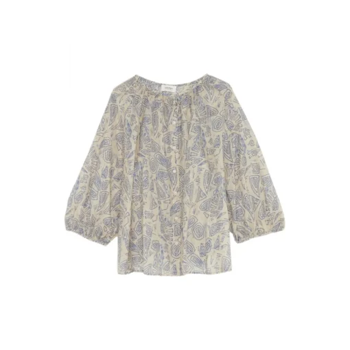 Ottod'Ame Shirts-Ottod'Ame - Abstract Pattern Cotton Shirt - Beige/Blue - Shirt - Luxury Exclusive Collection - Avvenice