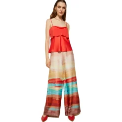 Ottod'Ame Trousers-Ottod'Ame - Abstract Patterned Wide Leg Trousers - Multicolour - Trousers - Luxury Exclusive Collection - Avvenice