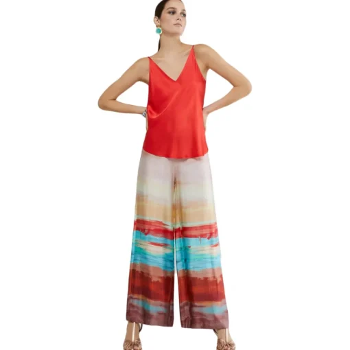 Ottod'Ame Trousers-Ottod'Ame - Abstract Patterned Wide Leg Trousers - Multicolour - Trousers - Luxury Exclusive Collection - Avvenice