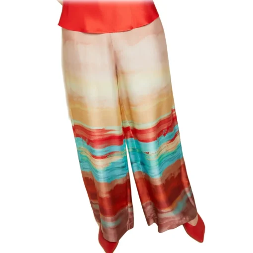 Ottod'Ame Trousers-Ottod'Ame - Abstract Patterned Wide Leg Trousers - Multicolour - Trousers - Luxury Exclusive Collection - Avvenice