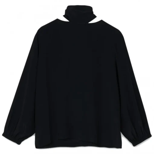 Ottod'Ame Shirts-Ottod'Ame - Blouse with Neck Sash Detail - Black - Shirt - Luxury Exclusive Collection - Avvenice