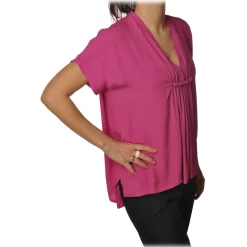Ottod'Ame Tops-Ottod'Ame - Blouse with Ruffle Detail - Fuxia - Top - Luxury Exclusive Collection - Avvenice