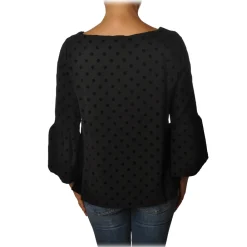 Ottod'Ame Shirts-Ottod'Ame - Blouse with Velvet Polka Dot - Black - Shirt - Luxury Exclusive Collection - Avvenice
