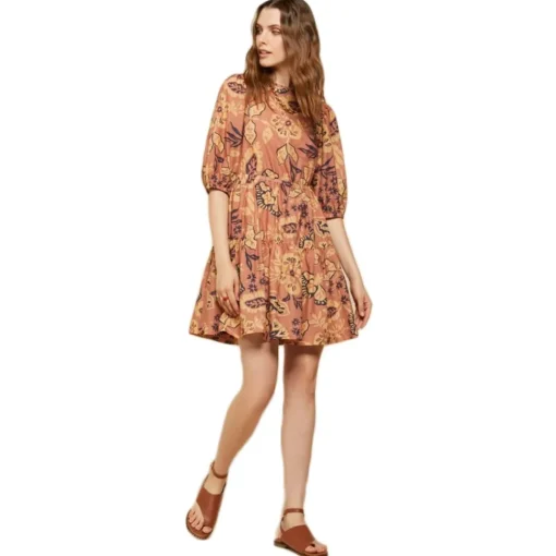 Ottod'Ame Dresses-Ottod'Ame - Cotton Flower Print Dress - Orange - Dresses - Luxury Exclusive Collection - Avvenice