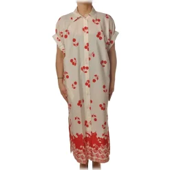 Ottod'Ame Dresses-Ottod'Ame - Dress With Cherry Pattern - White - Dresses - Luxury Exclusive Collection - Avvenice