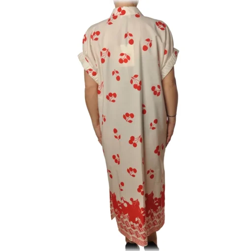 Ottod'Ame Dresses-Ottod'Ame - Dress With Cherry Pattern - White - Dresses - Luxury Exclusive Collection - Avvenice