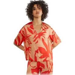 Ottod'Ame Shirts-Ottod'Ame - Floral Patterned Viscose Shirt - Beige/Red - Shirt - Luxury Exclusive Collection - Avvenice