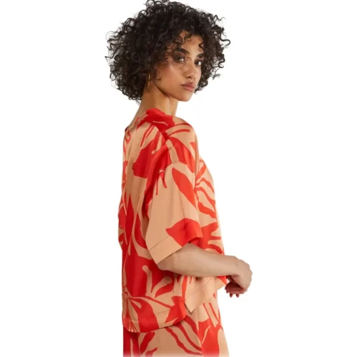 Ottod'Ame Shirts-Ottod'Ame - Floral Patterned Viscose Shirt - Beige/Red - Shirt - Luxury Exclusive Collection - Avvenice