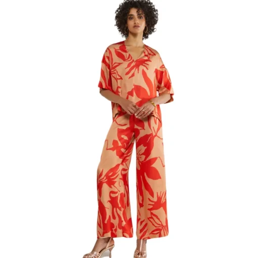 Ottod'Ame Shirts-Ottod'Ame - Floral Patterned Viscose Shirt - Beige/Red - Shirt - Luxury Exclusive Collection - Avvenice