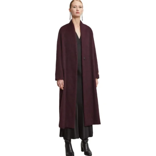 Ottod'Ame Jackets-Ottod'Ame - Long Coat with Faux Leather Belt - Bordeaux - Jacket - Luxury Exclusive Collection - Avvenice